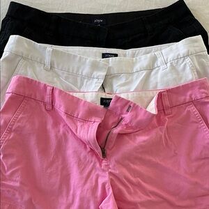 J. Crew Women’s 3 inch Chino Bermuda Shorts — Pink, White & Black Trio